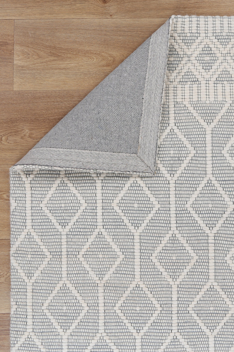Wamberal Lattice Light Grey Wool Rug