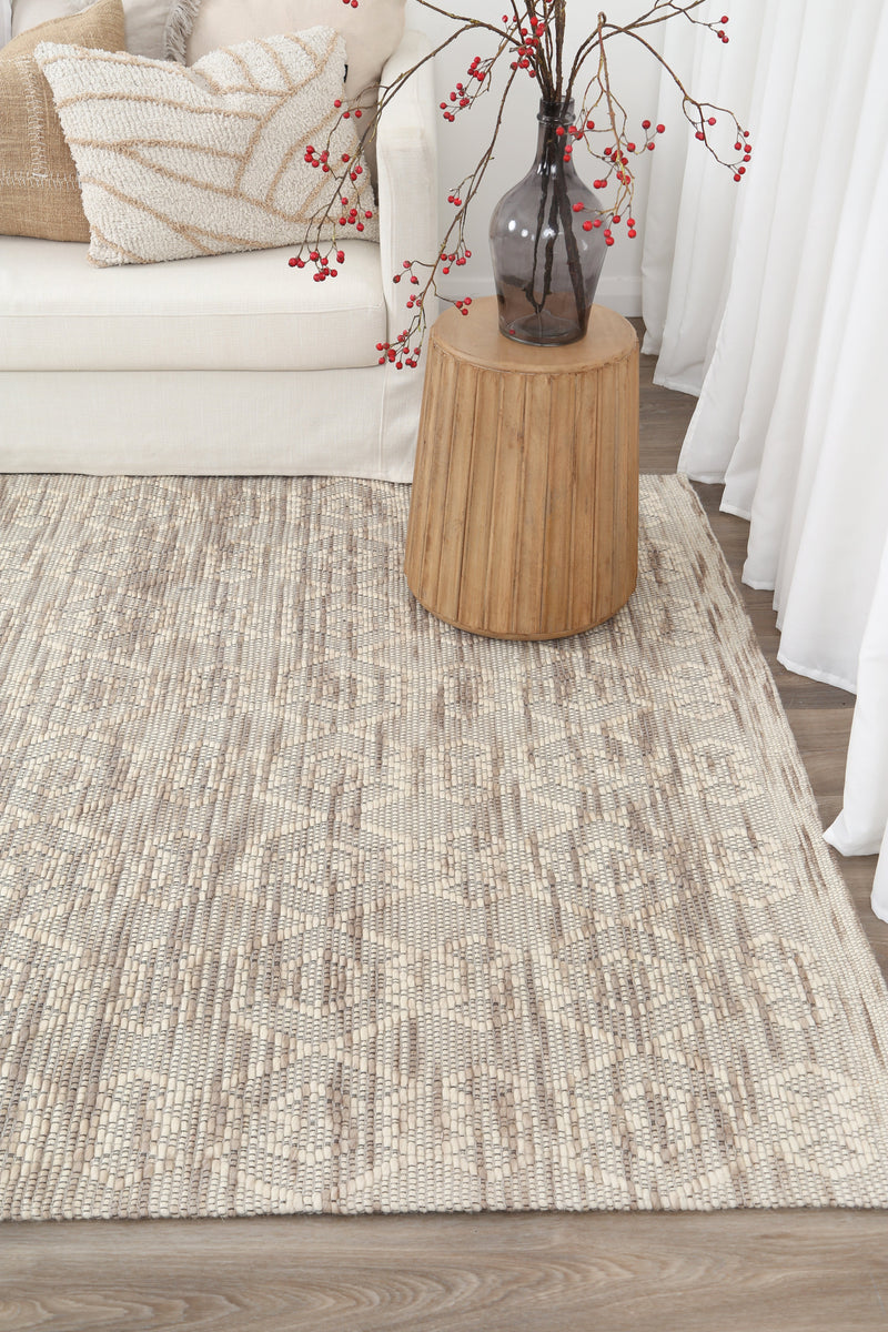 Wamberal Diamond Beige Wool Rug