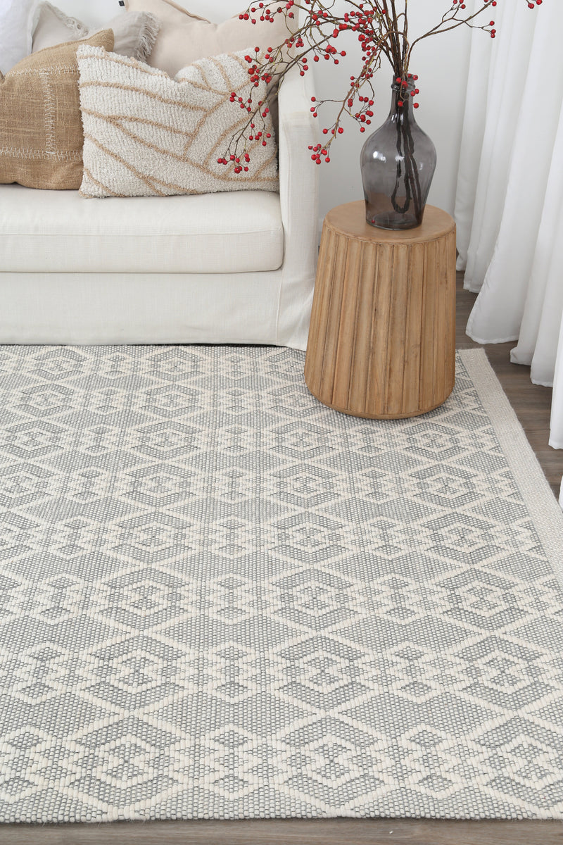 Wamberal Diamond Grey Wool Rug