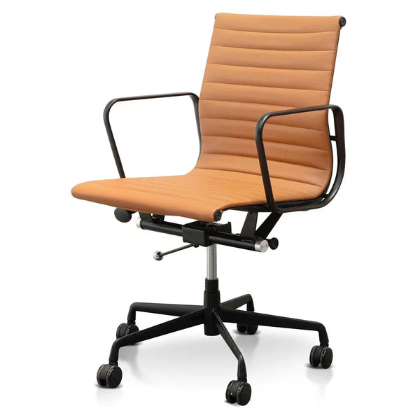 Calibre COC6403-YS Low Back Office Chair - Saddle Tan in Black Frame