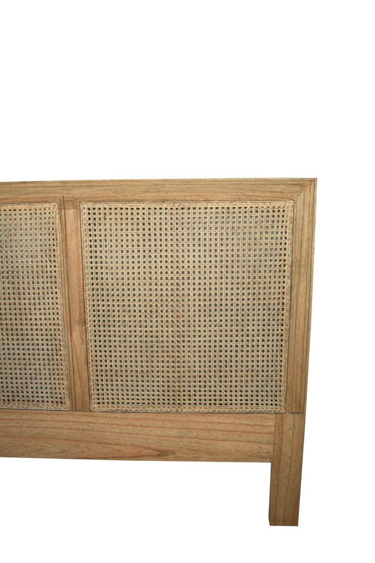 Hampton Cane Bedhead – Queen Size – Weathered Oak