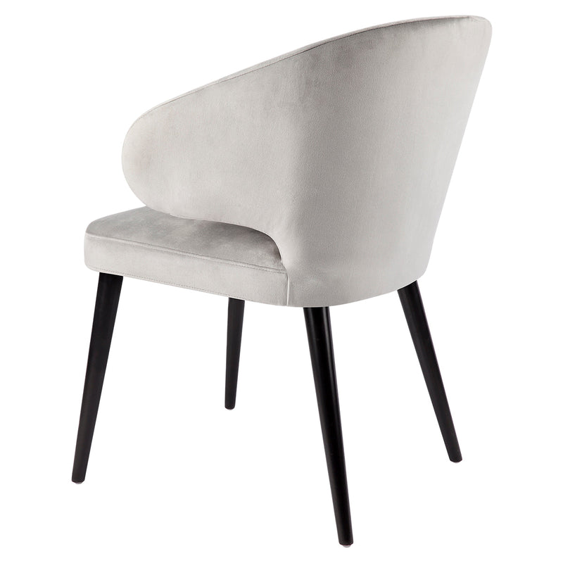 Harlow Black Dining Chair - Grey Velvet