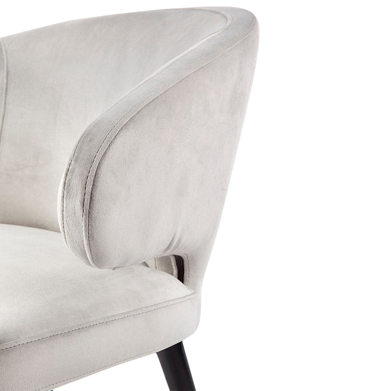 Harlow Black Dining Chair - Grey Velvet