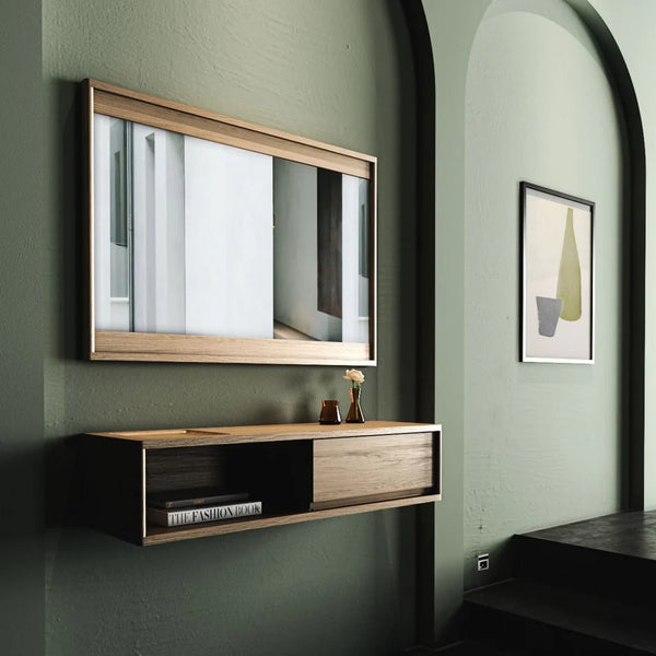Circa Rectangle Hanging Mirror 1080x750mm - White Oak