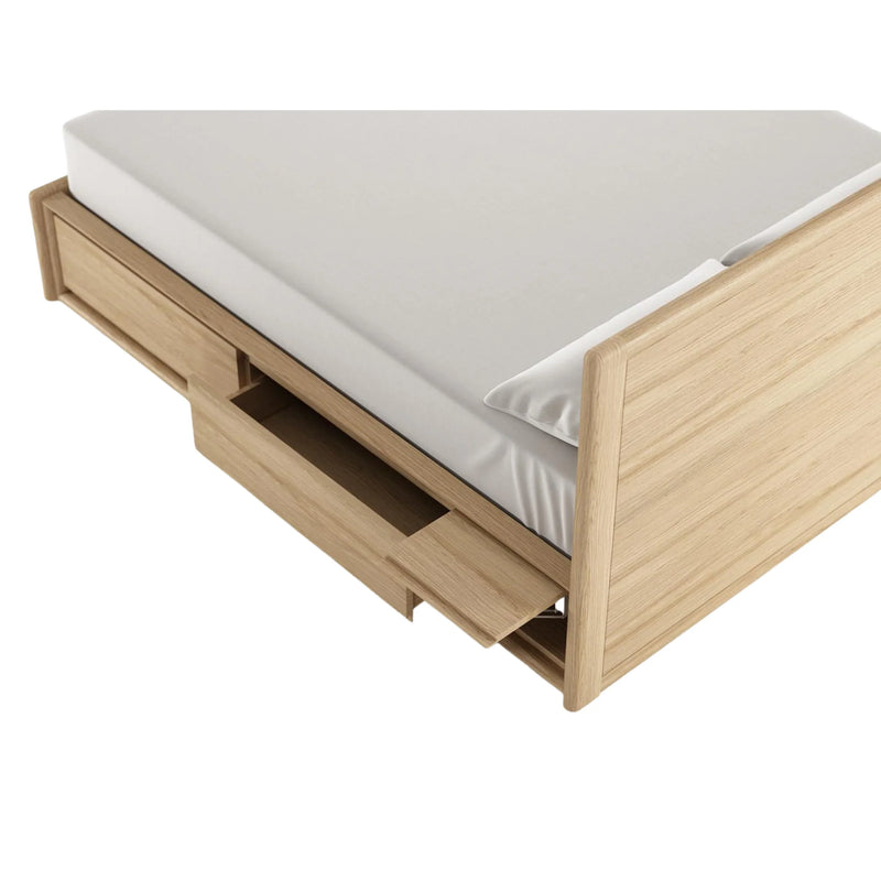 Circa King Bed Frame with Fabric Headboard and Storage - White Oak