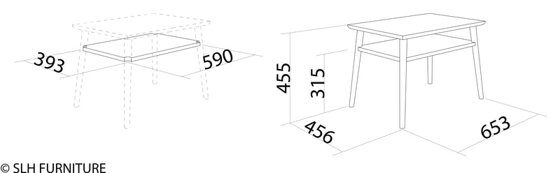 Vintage Wide Open Bedside Table - 65cm