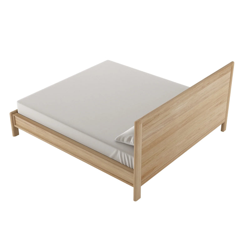 Circa Queen Bed Frame White Oak With  Fabric Headboard  - No Storage