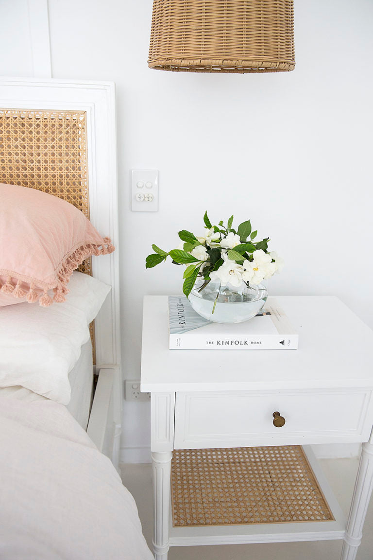 Hampton Cane Bed – Double – White