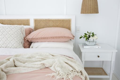 Hampton Cane Bedside Table - 57cm White