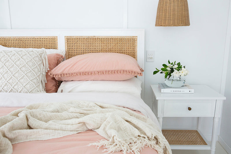 Hampton Cane Bed - Weathered Oak - King Single