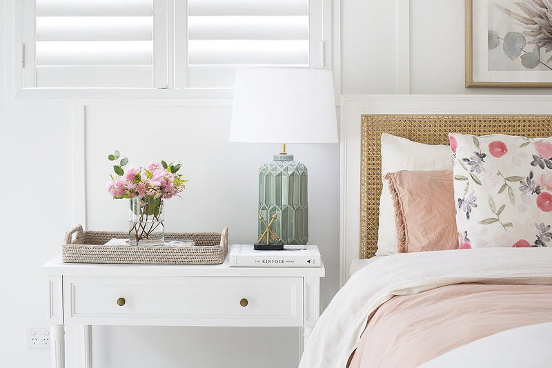Hampton Cane Nightstand / Bedside – White