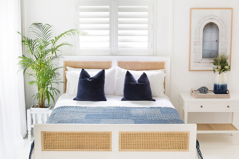Hampton Cane Bed – Double – White