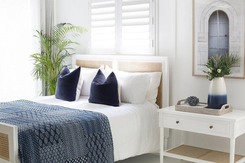 Hampton Cane Nightstand / Bedside – White