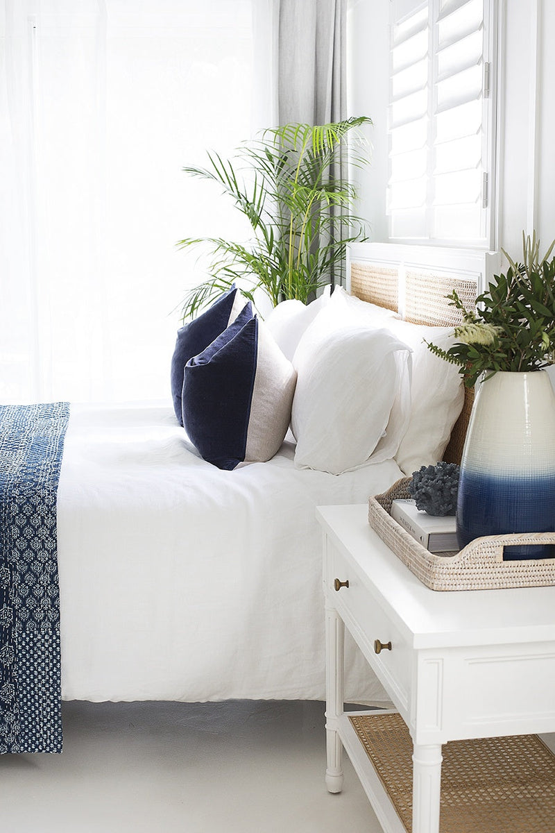 Hampton Cane Nightstand / Bedside – White