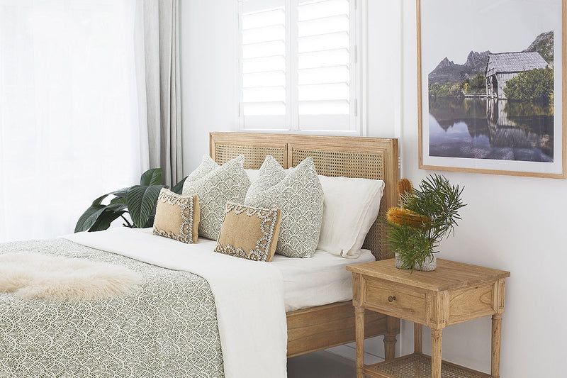 Hampton Cane Bedside Table – Weathered Oak