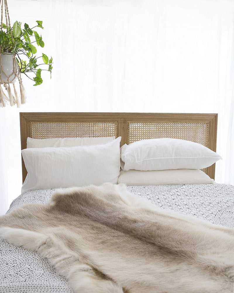 Hampton Cane Bedhead – Queen Size – Weathered Oak