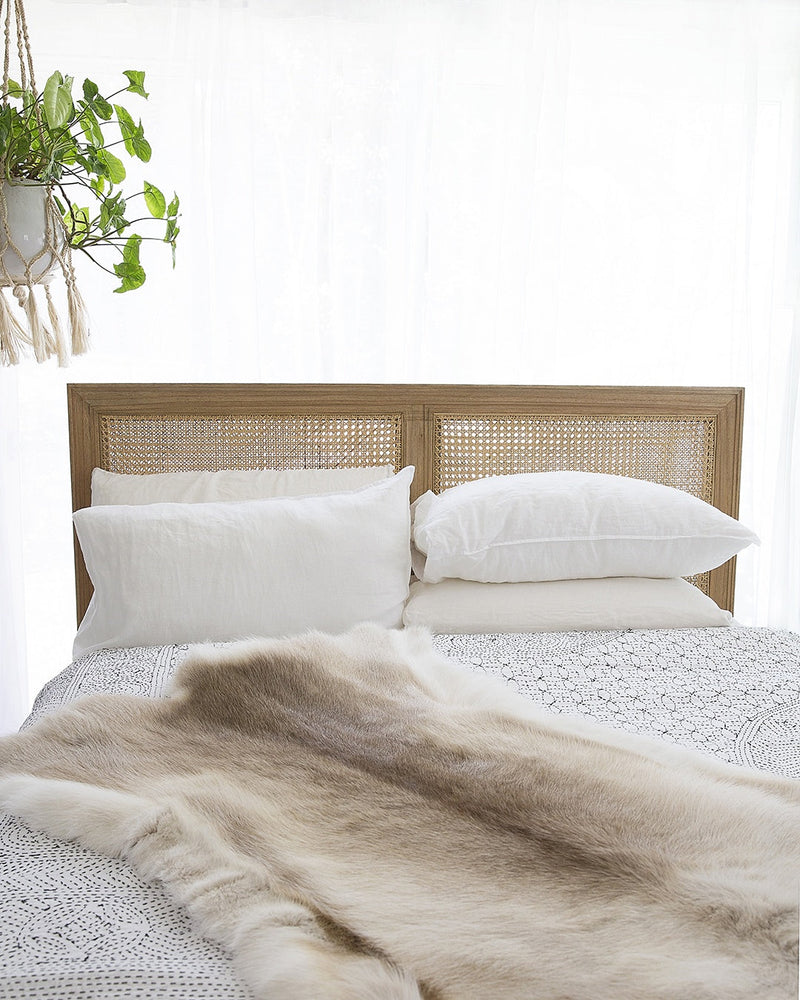 Hampton Cane Bedhead – King Size – Weathered Oak