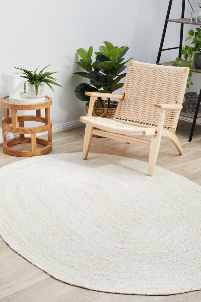 Bondi white, colour: white oval, shape: oval Rug