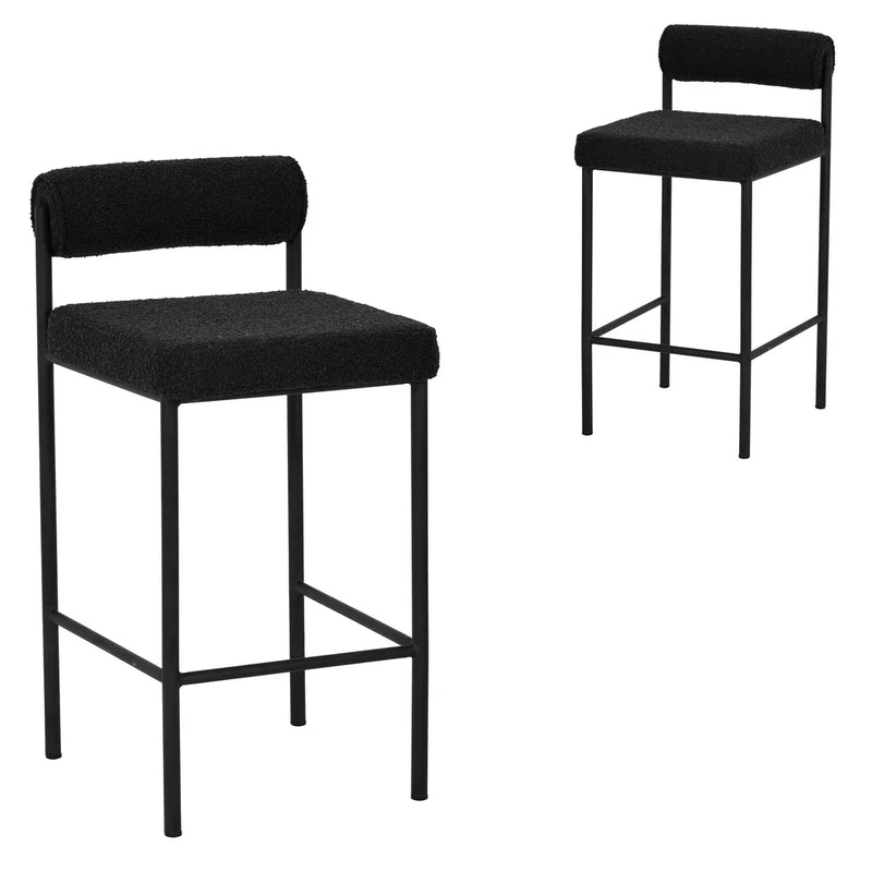 Calibre CBS8170-FH 65cm Bar Stool - Black Boucle (Set of 2)