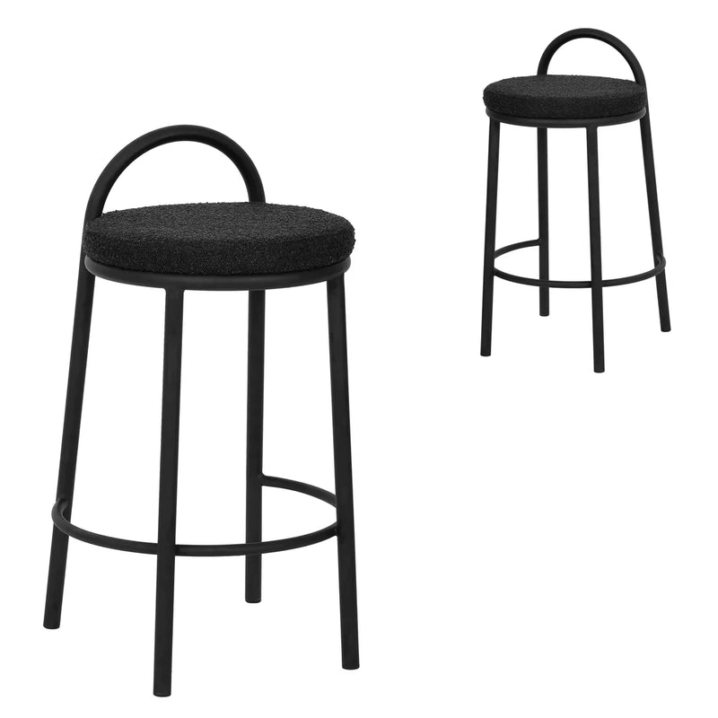 Calibre CBS8172-FH 63cm Bar Stool - Black Boucle (Set of 2)