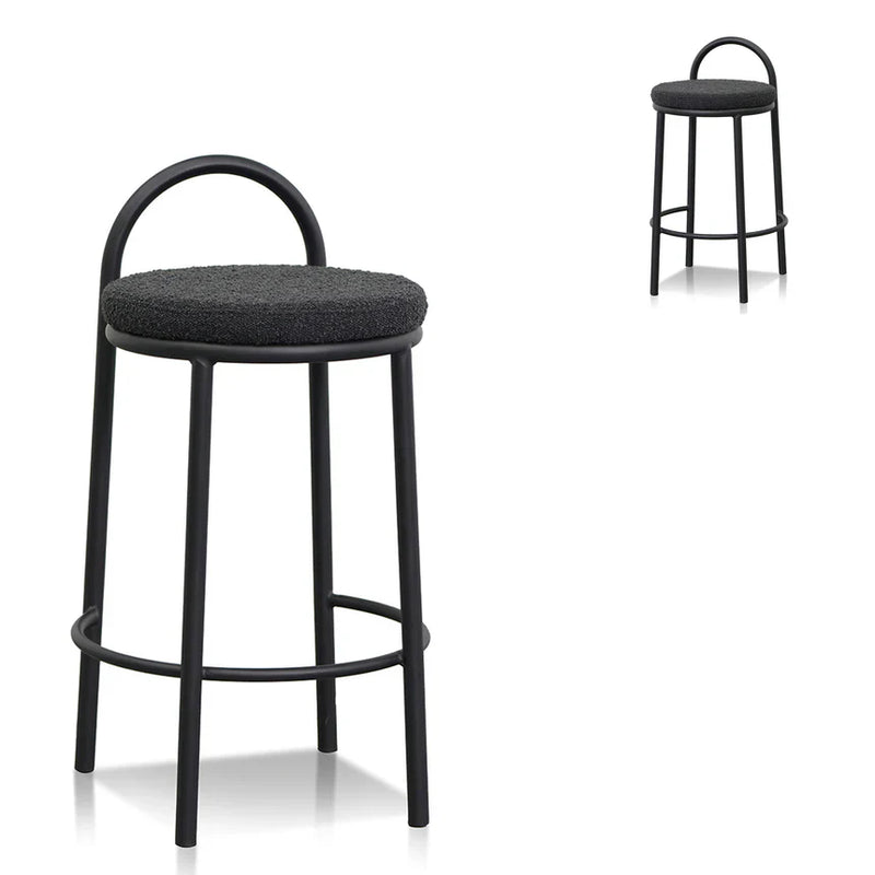 Calibre CBS8458-FH 63cm Bar Stool - Black Boucle (Set of 2)