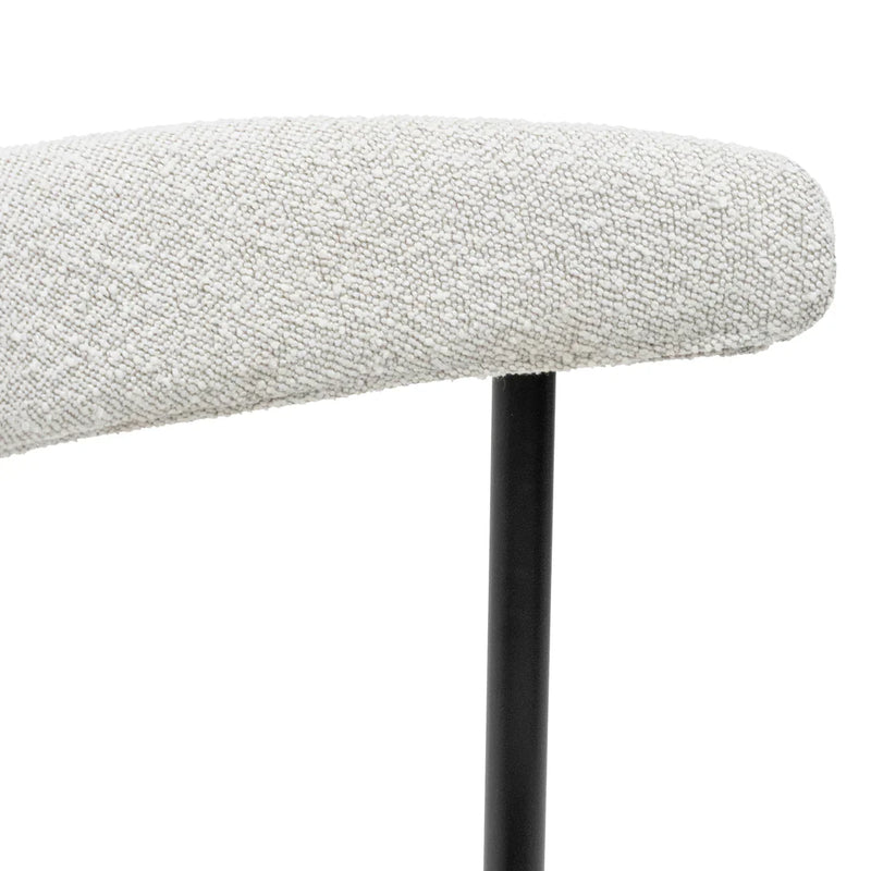 Calibre CDC6996-SD Fabric Dining Chair - Moon White Boucle and Black Legs