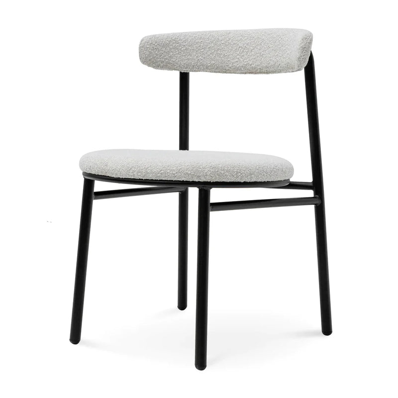 Calibre CDC6996-SD Fabric Dining Chair - Moon White Boucle and Black Legs