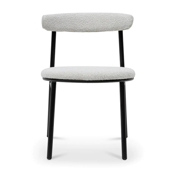Calibre CDC6996-SD Fabric Dining Chair - Moon White Boucle and Black Legs