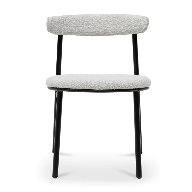 Calibre CDC6996-SD Fabric Dining Chair - Moon White Boucle and Black Legs