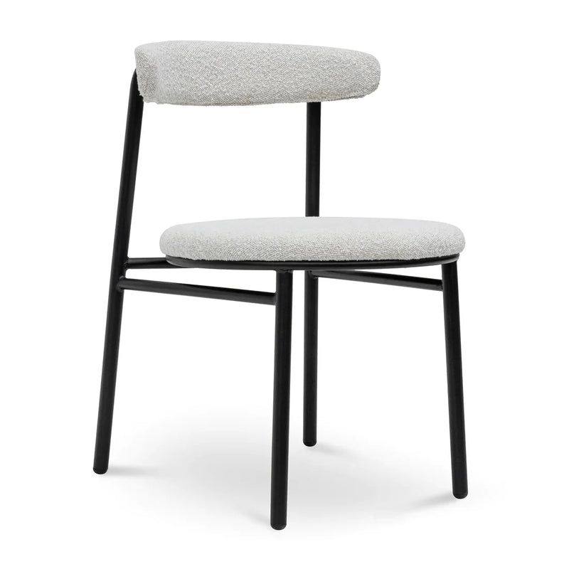 Calibre CDC6996-SD Fabric Dining Chair - Moon White Boucle and Black Legs