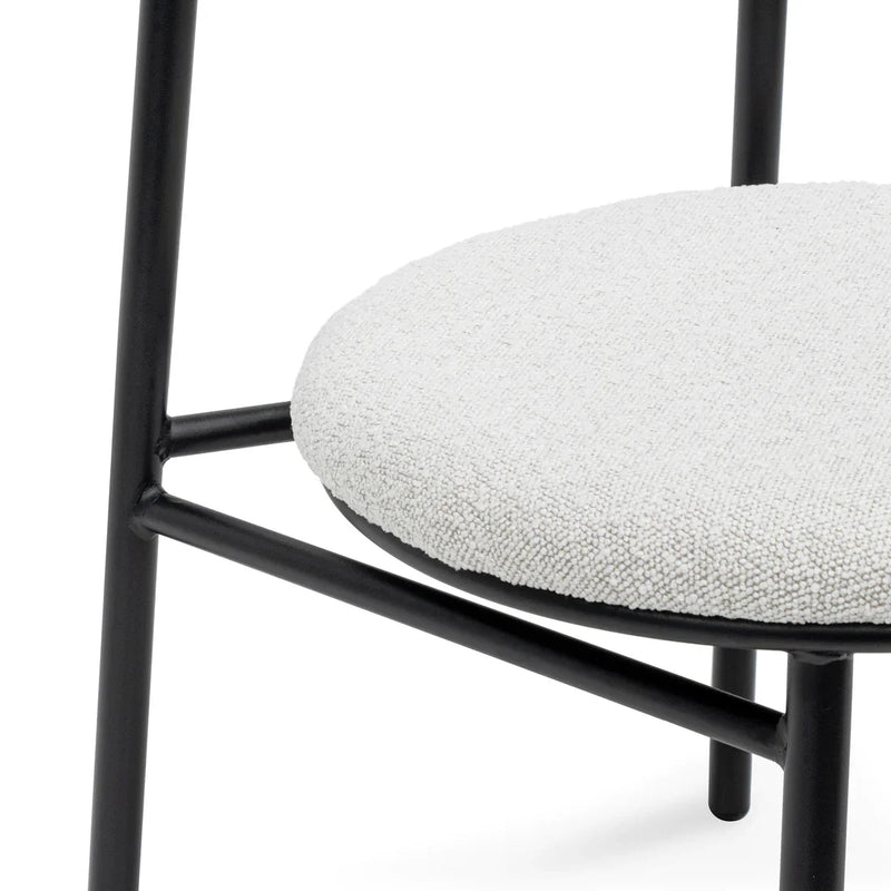 Calibre CDC6996-SD Fabric Dining Chair - Moon White Boucle and Black Legs