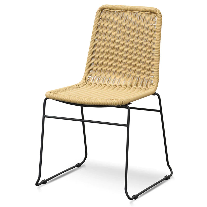 Calibre CDC2947-NH Rattan Seat Dining Chair - Natural with Black Legs