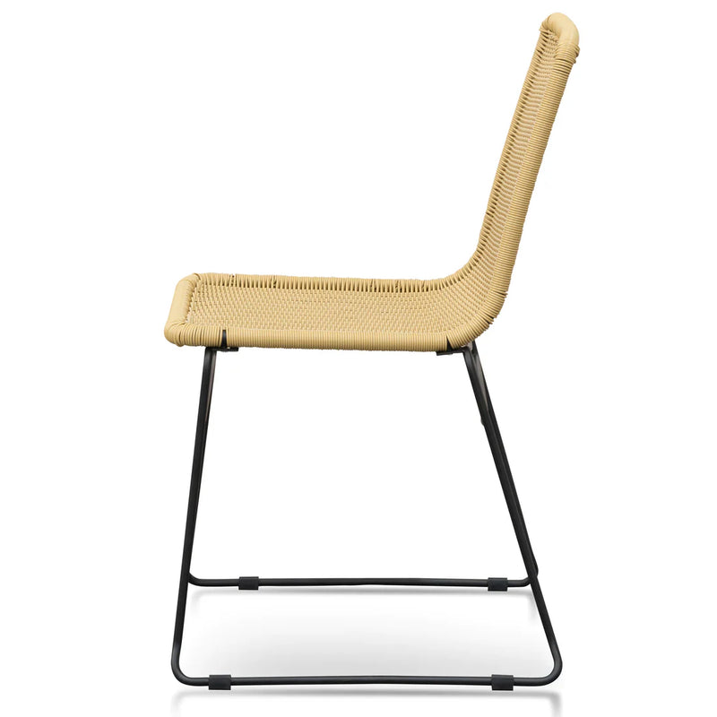 Calibre CDC2947-NH Rattan Seat Dining Chair - Natural with Black Legs