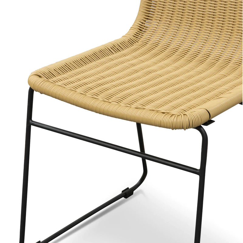 Calibre CDC2947-NH Rattan Seat Dining Chair - Natural with Black Legs