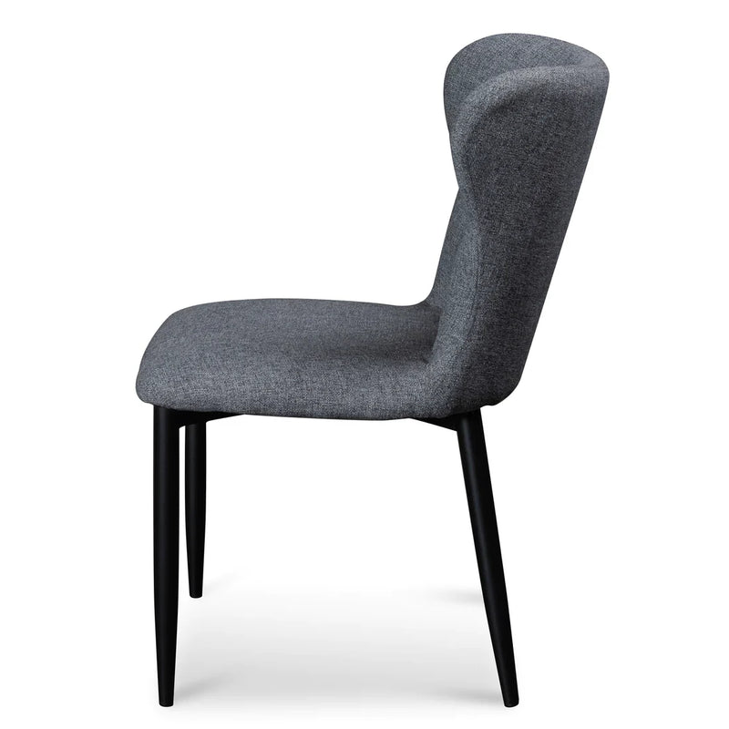 Calibre CDC6114-ST Fabric Dining Chair - Pebble Grey with Black Legs