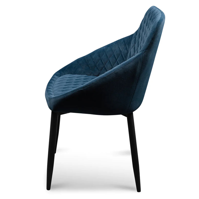 Calibre CDC6121-ST Dining Chair - Navy Blue Velvet with Black Legs