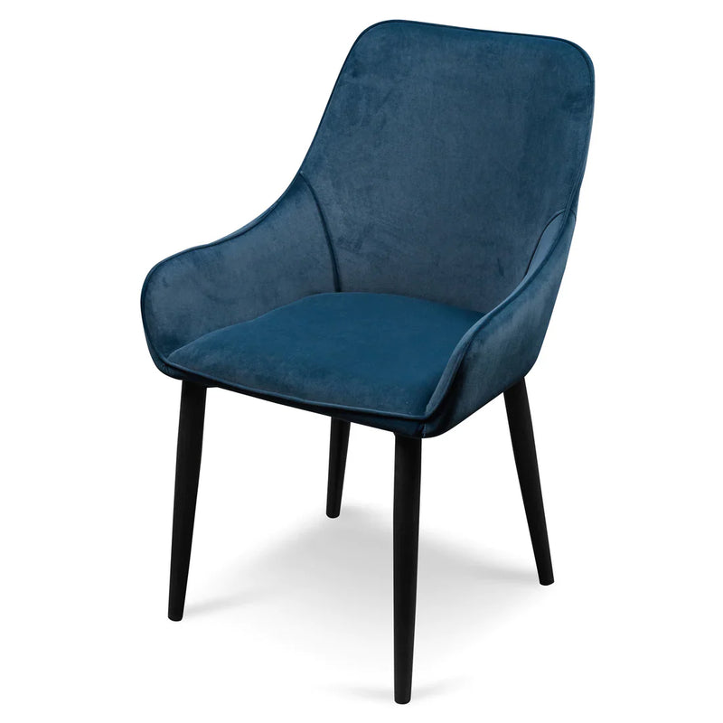 Calibre CDC6123-ST Dining Chair - Navy Blue Velvet with Black Legs