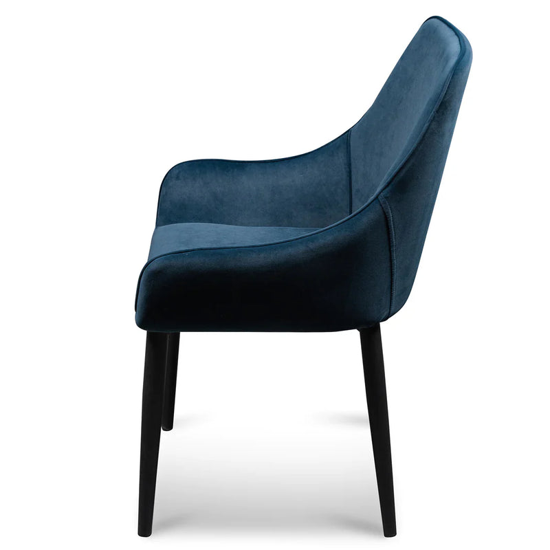 Calibre CDC6123-ST Dining Chair - Navy Blue Velvet with Black Legs