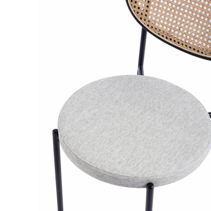Calibre CDC6385-SD Rattan Back Dining Chair - Silver Grey Fabric