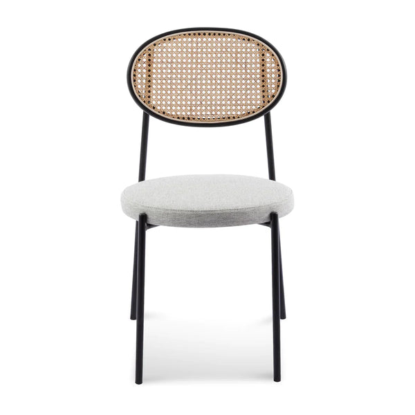 Calibre CDC6385-SD Rattan Back Dining Chair - Silver Grey Fabric