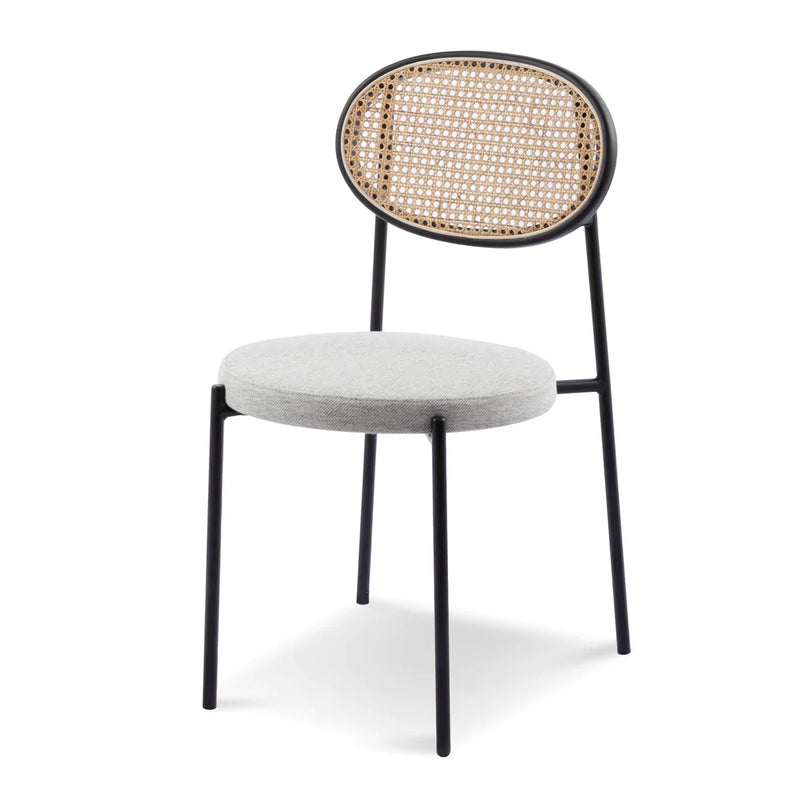 Calibre CDC6385-SD Rattan Back Dining Chair - Silver Grey Fabric
