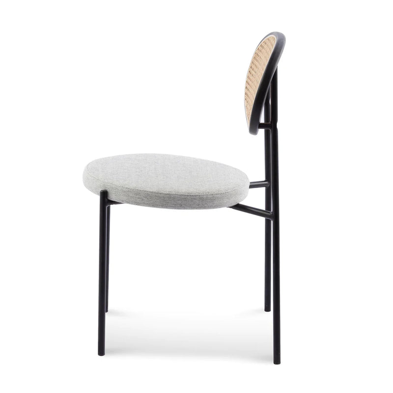 Calibre CDC6385-SD Rattan Back Dining Chair - Silver Grey Fabric