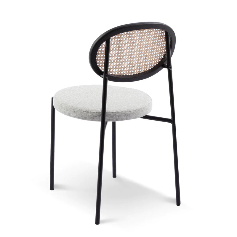 Calibre CDC6385-SD Rattan Back Dining Chair - Silver Grey Fabric