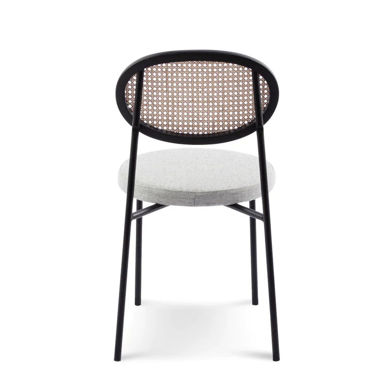 Calibre CDC6385-SD Rattan Back Dining Chair - Silver Grey Fabric