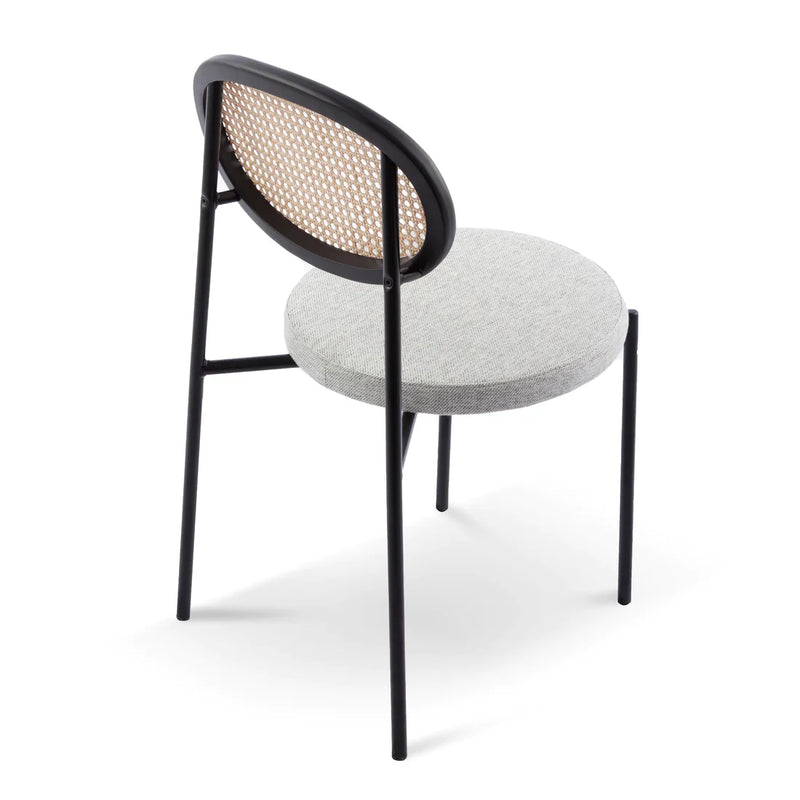 Calibre CDC6385-SD Rattan Back Dining Chair - Silver Grey Fabric