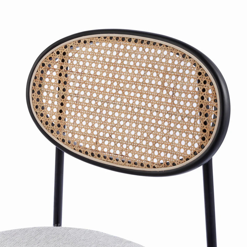 Calibre CDC6385-SD Rattan Back Dining Chair - Silver Grey Fabric