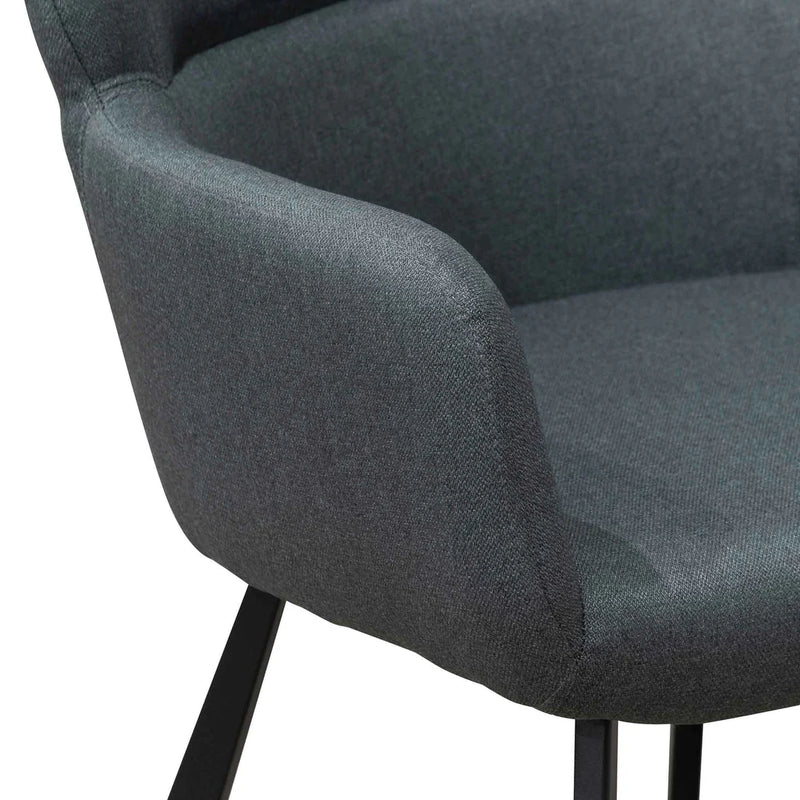 CDC6605-EI Fabric Dining Chair - Gunmetal Grey with Black Legs