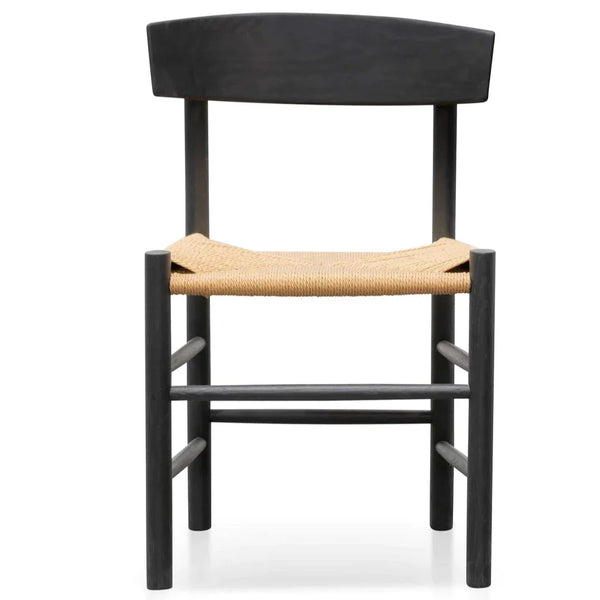 Calibre CDC6621-OW Rattan Black Dining Chair - Natural Seat