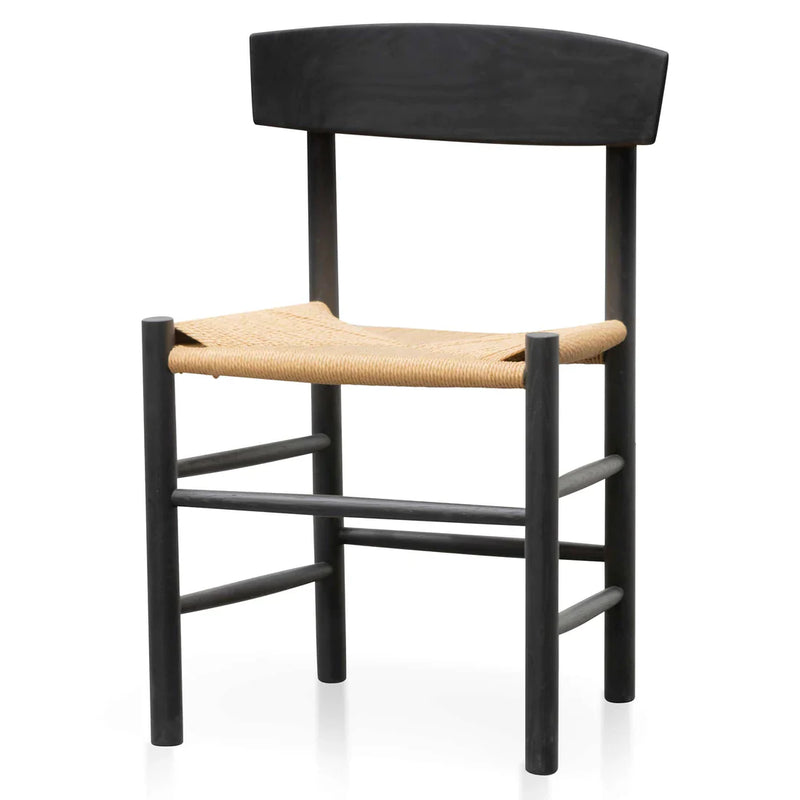 Calibre CDC6621-OW Rattan Black Dining Chair - Natural Seat