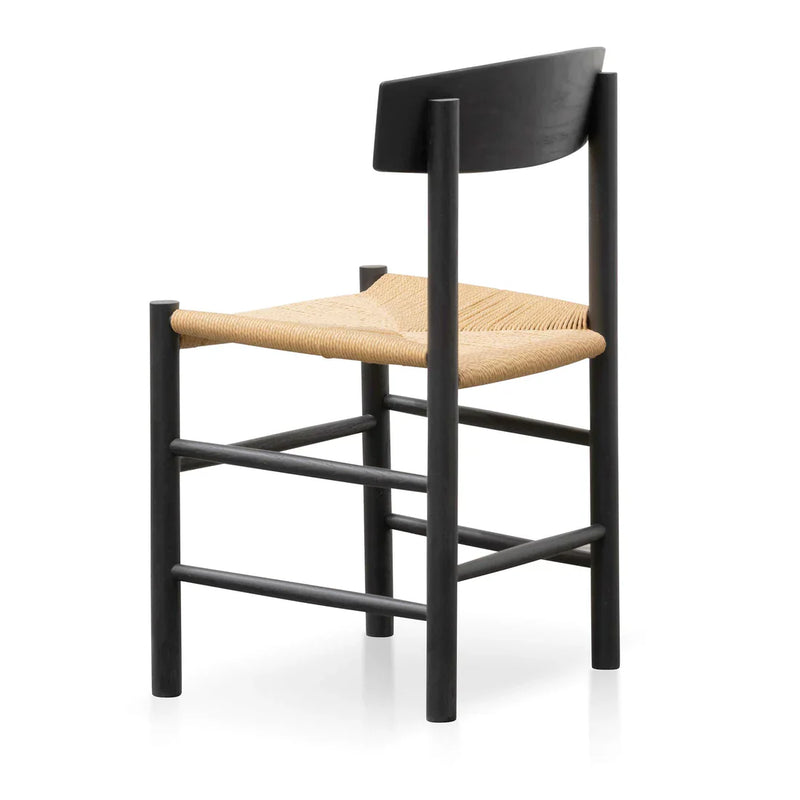 Calibre CDC6621-OW Rattan Black Dining Chair - Natural Seat